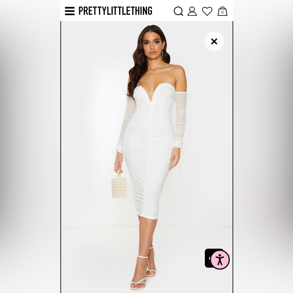 NWT Pretty Little Thing White Midi Dress Size 2 (US)